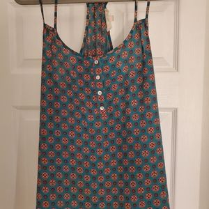 WOMEN'S SIZE LARGE TEAL/ORANGE GEOMETRIC FLOWY TANK TOP BY PINK ROSE